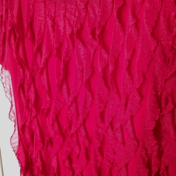 Andrea Missy Women Crimson Red Chiffon Flutter Ruffles Fairycore Blouse - Picture 3 of 9